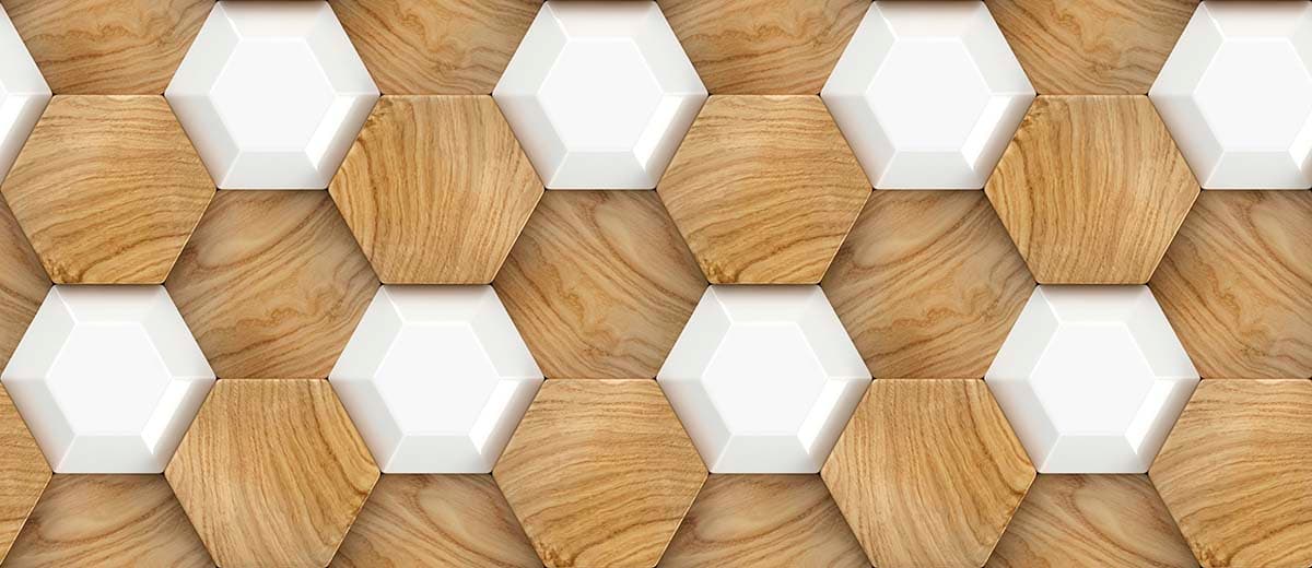 Modern Hexagon Pattern on Wood Texture Stylish Wallpaper pattern detail