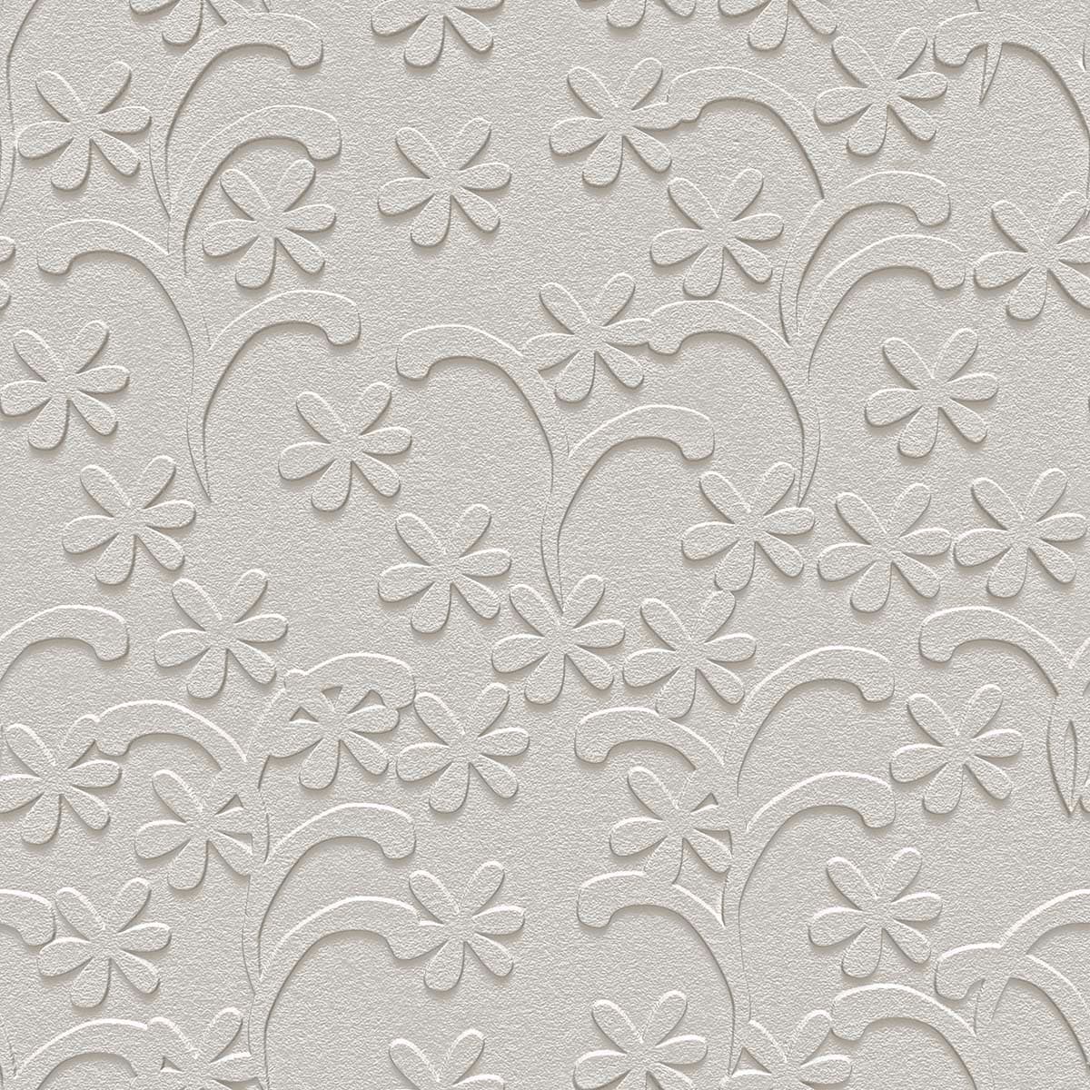 3D Vintage White Floral Design Wallpaper For Living Room pattern detail