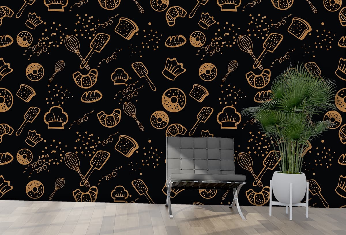 Baker’s Noir Pattern Wallpaper shown in a room