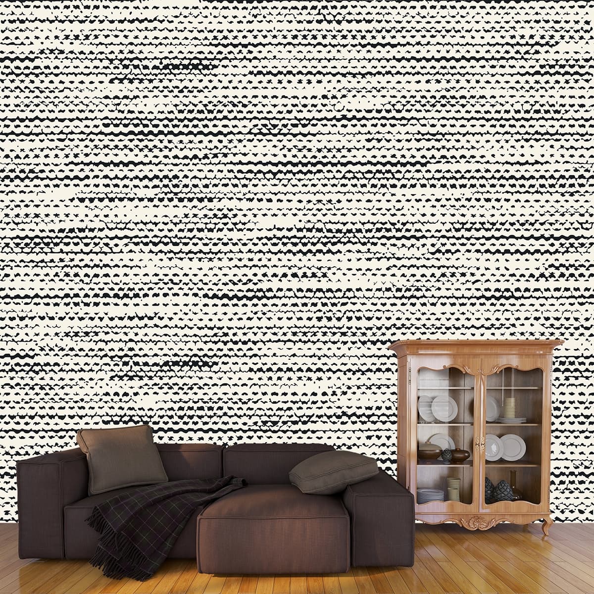 Detailed Fabric Surface Texture Modern Wallpaper shown in a room