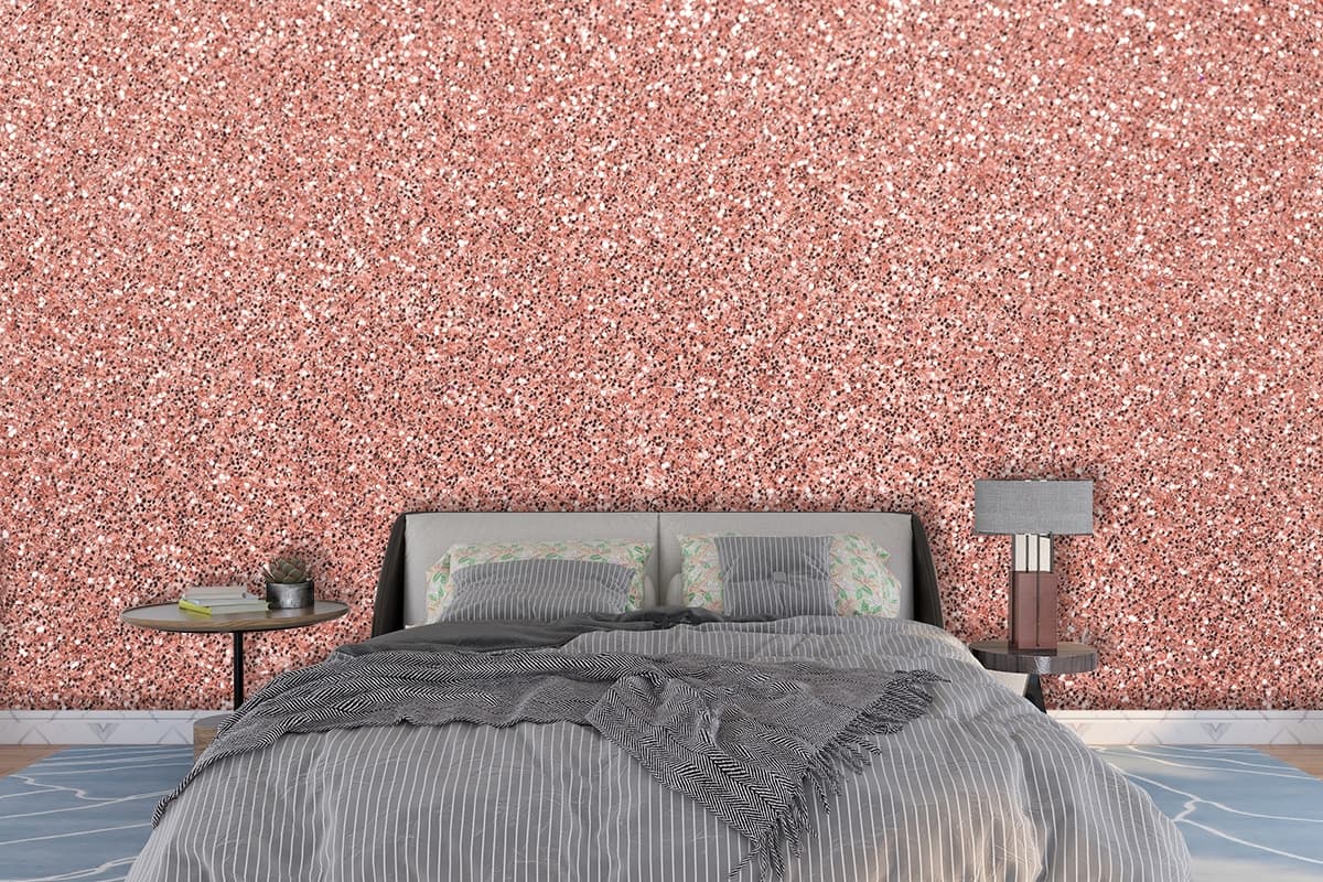 Stylish Pink Glitter Texture Pattern Decorative Wallpaper shown in a room