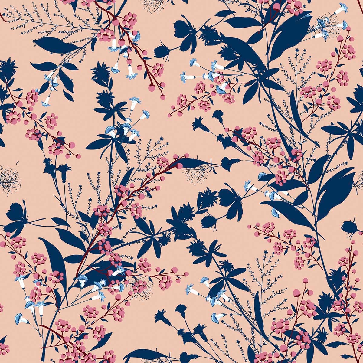 Nature Inspired Floral Leaves Pattern Wallpaper pattern detail