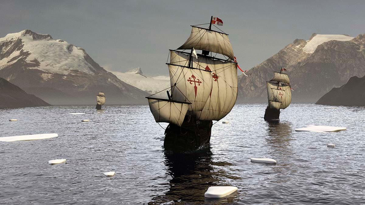 Strait of Magellan Elcano, Ship in the Water Scenery Wallpaper pattern detail