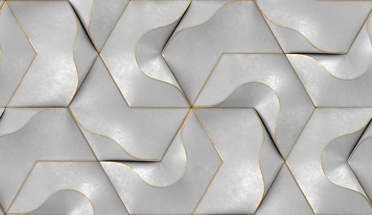 3D White and Gold Wallpaper for Living Room pattern detail