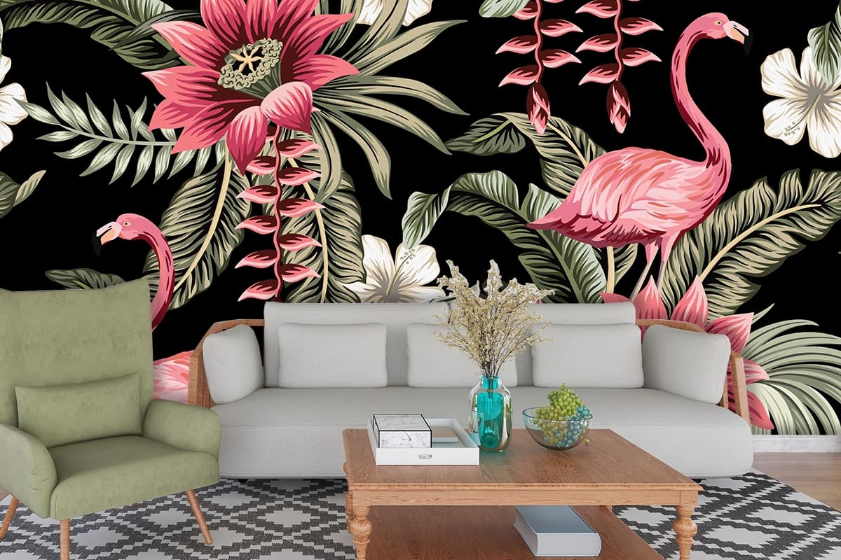Elegant Soft Pastel Abstract Pattern Wall Wallpaper shown in a room