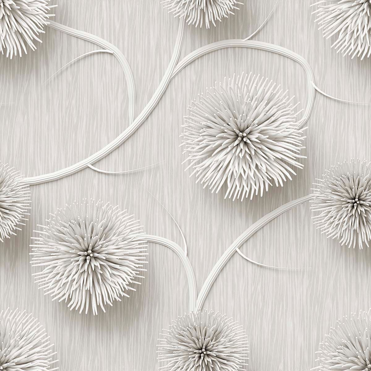 3D White Flower Design on a White Background Wallpaper for Living Room pattern detail