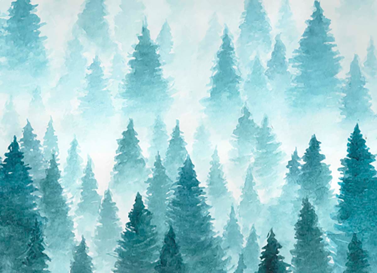 Misty Forest Trees Moody Nature Scene Wallpaper pattern detail