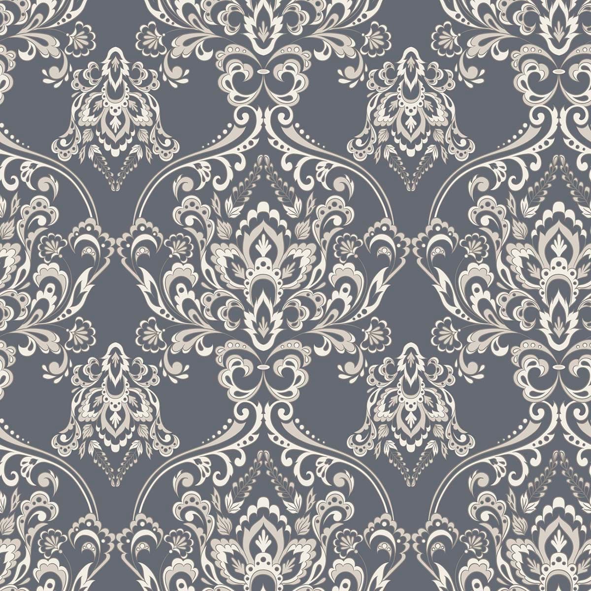 Pattern of white and gray floral designs wallpaper mural pattern detail