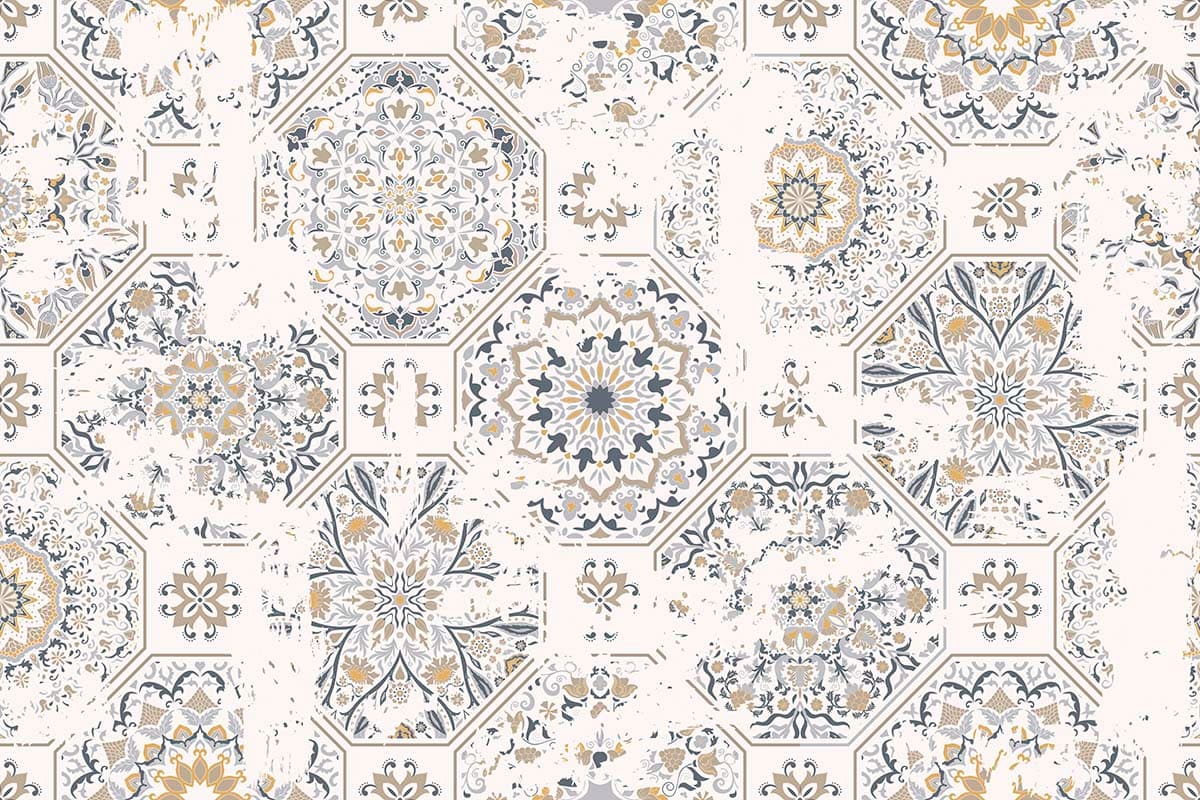 Vintage Tiles Design Wallpaper Mural pattern detail