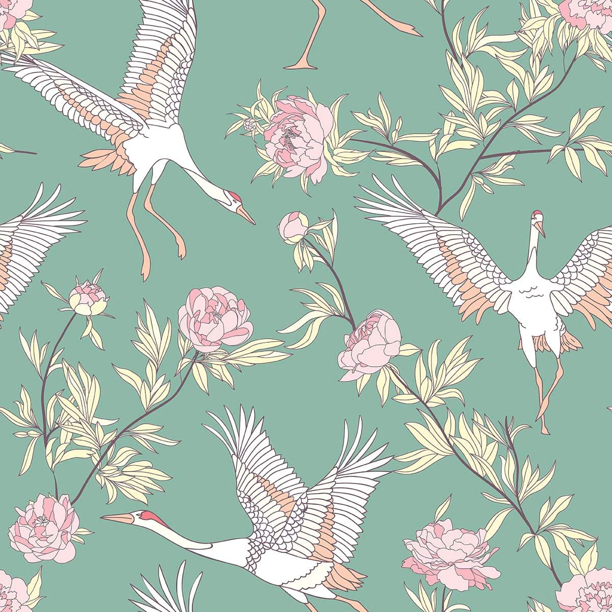 Vintage Birds and Floral Pattern Wallpaper pattern detail