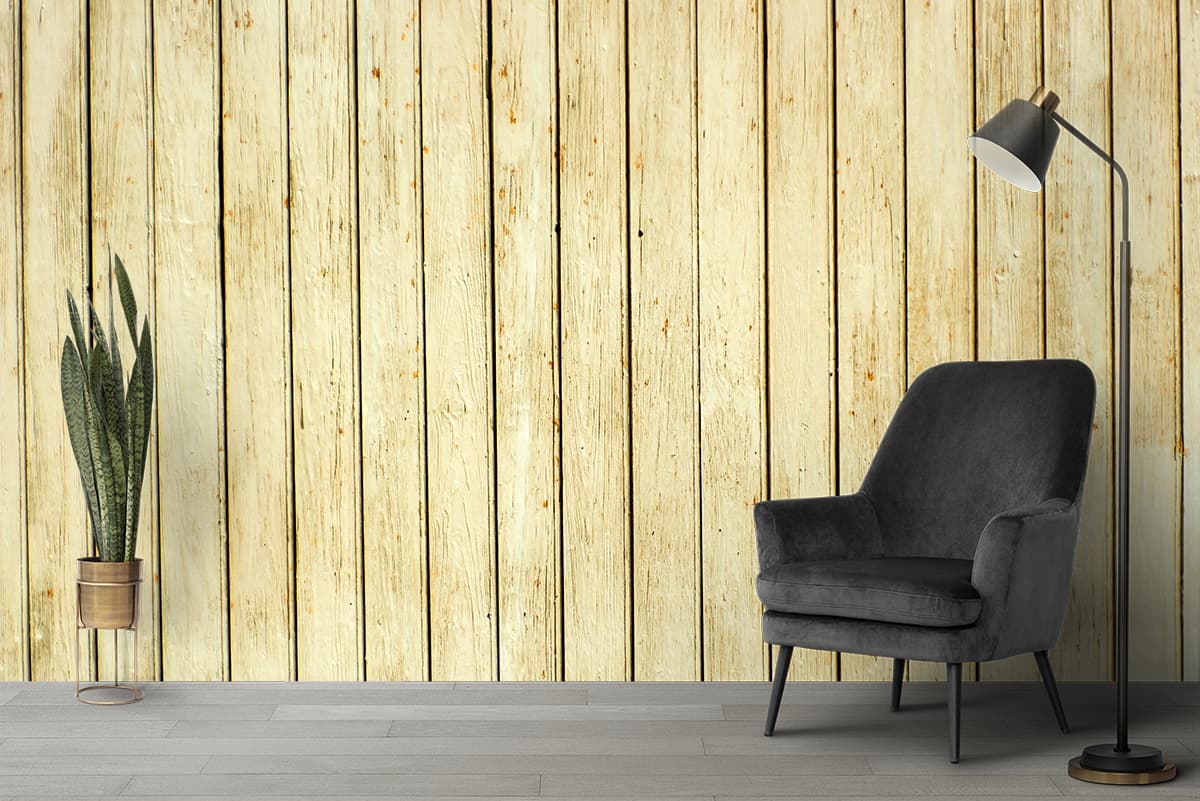 Elegant Wood Panel Texture Close Up Wall Wallpaper shown in a room