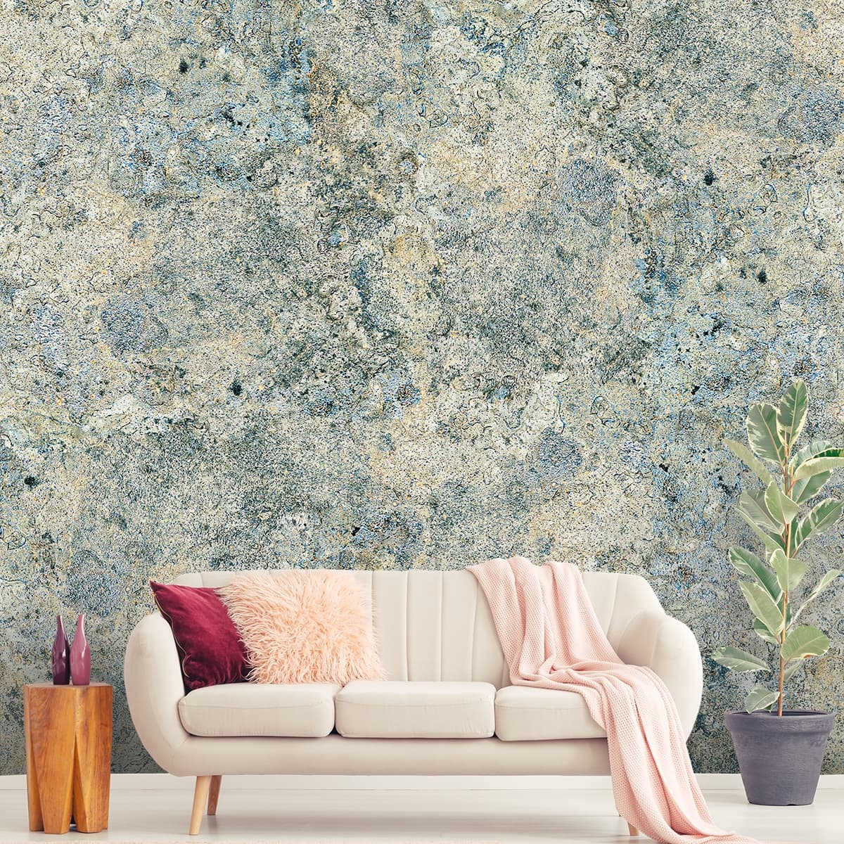 Retro Grunge Texture Wall Wallpaper shown in a room