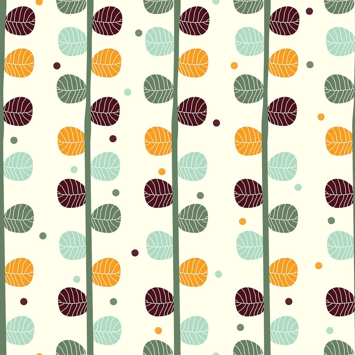 Beautiful Leaves on Branches Pattern Wallpaper pattern detail