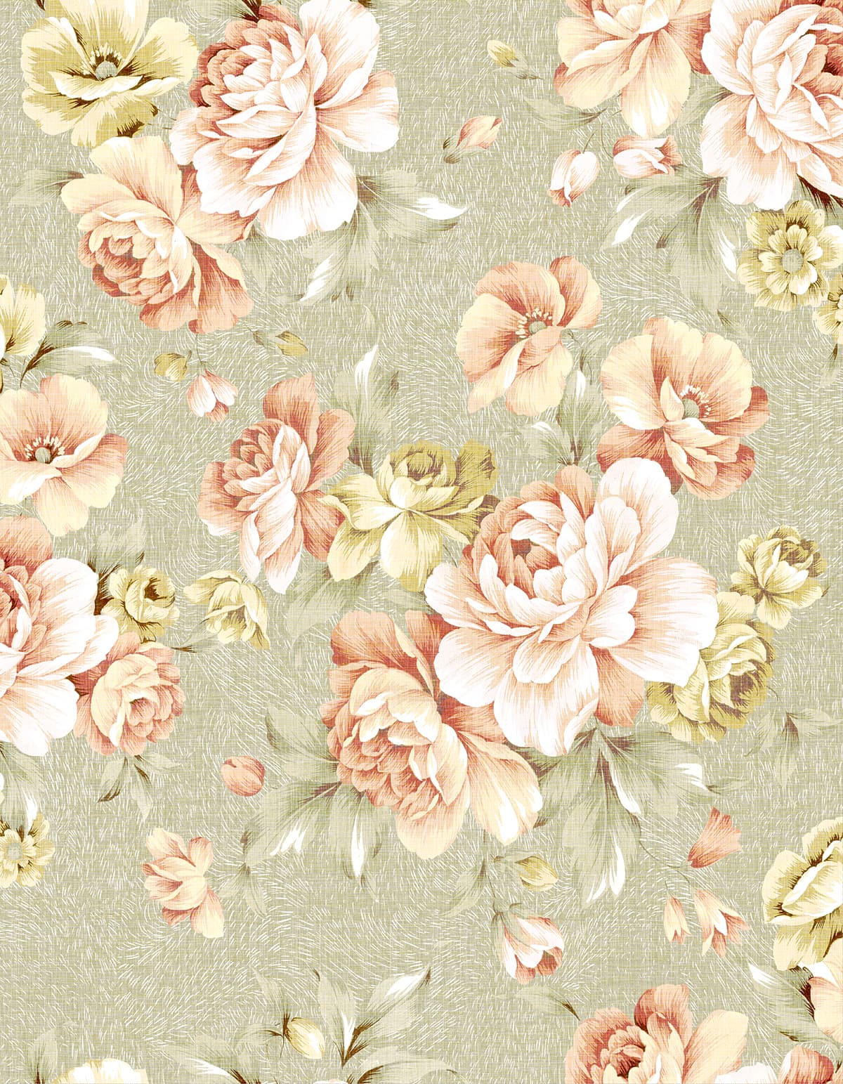 Petals & Pastels Paradise Floral Design Wallpaper pattern detail