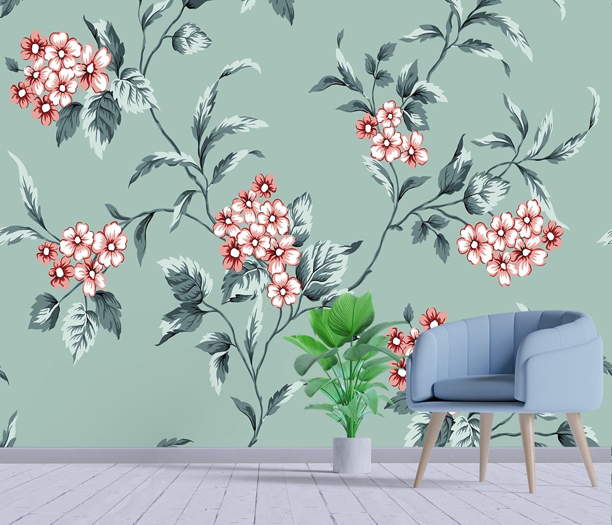 Floral Canopy Wallpaper for Home shown in a room