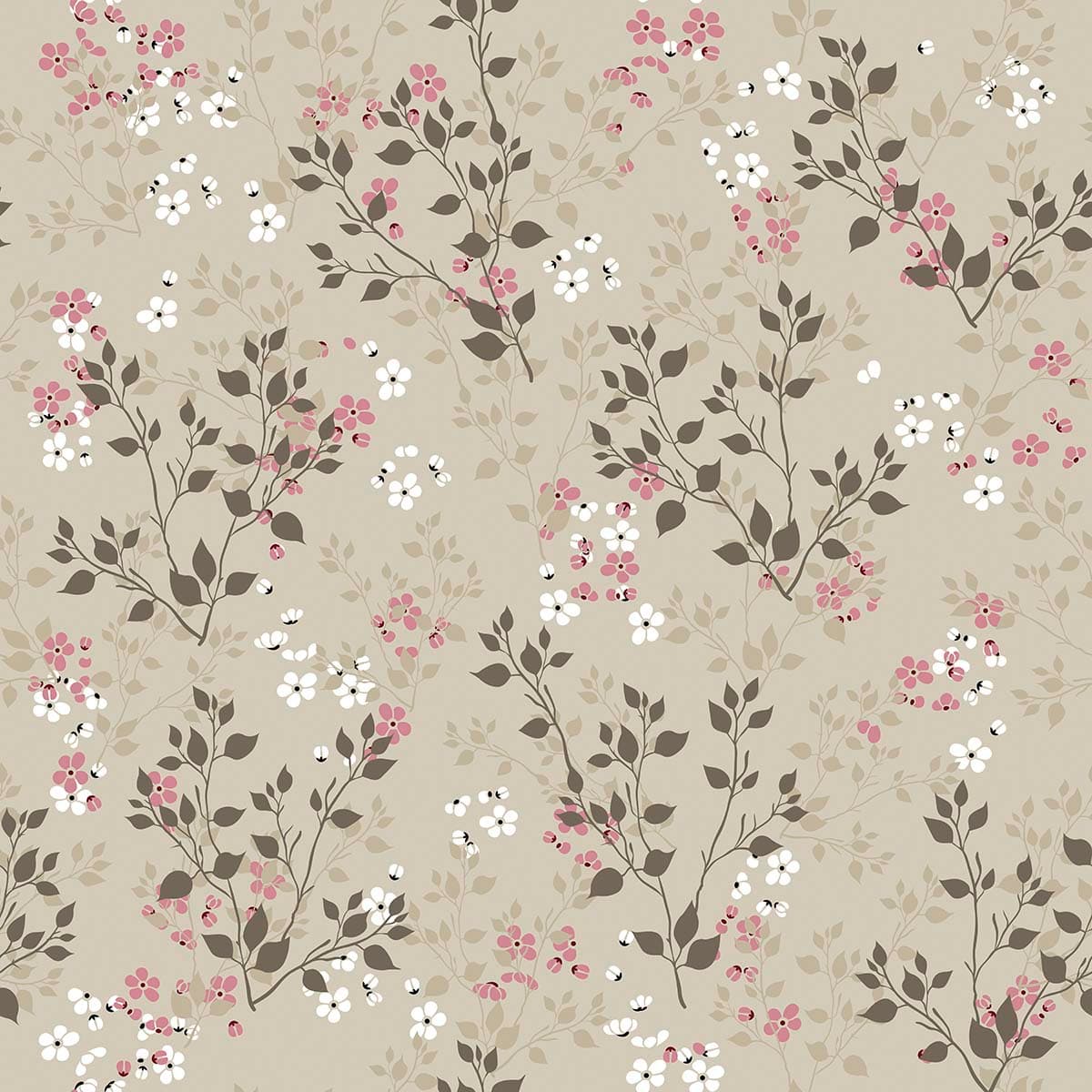 Lush botanical pattern with flowers and leaves artwork wallpaper pattern detail