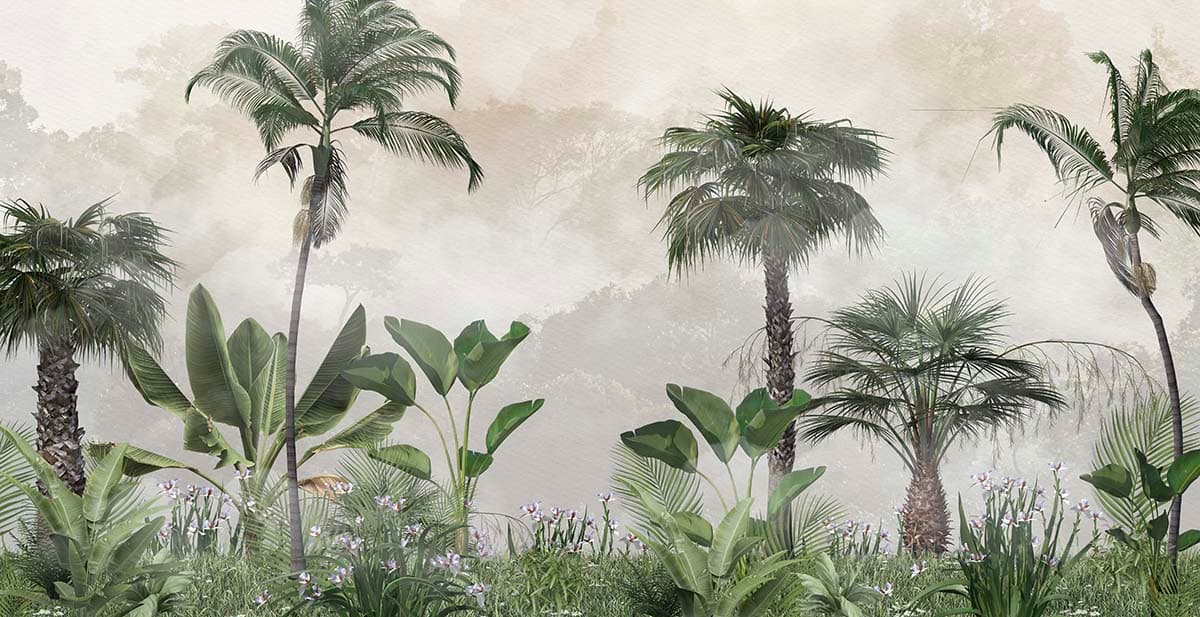 Tropical Palm Trees and Botanical Plants Nature Wallpaper pattern detail