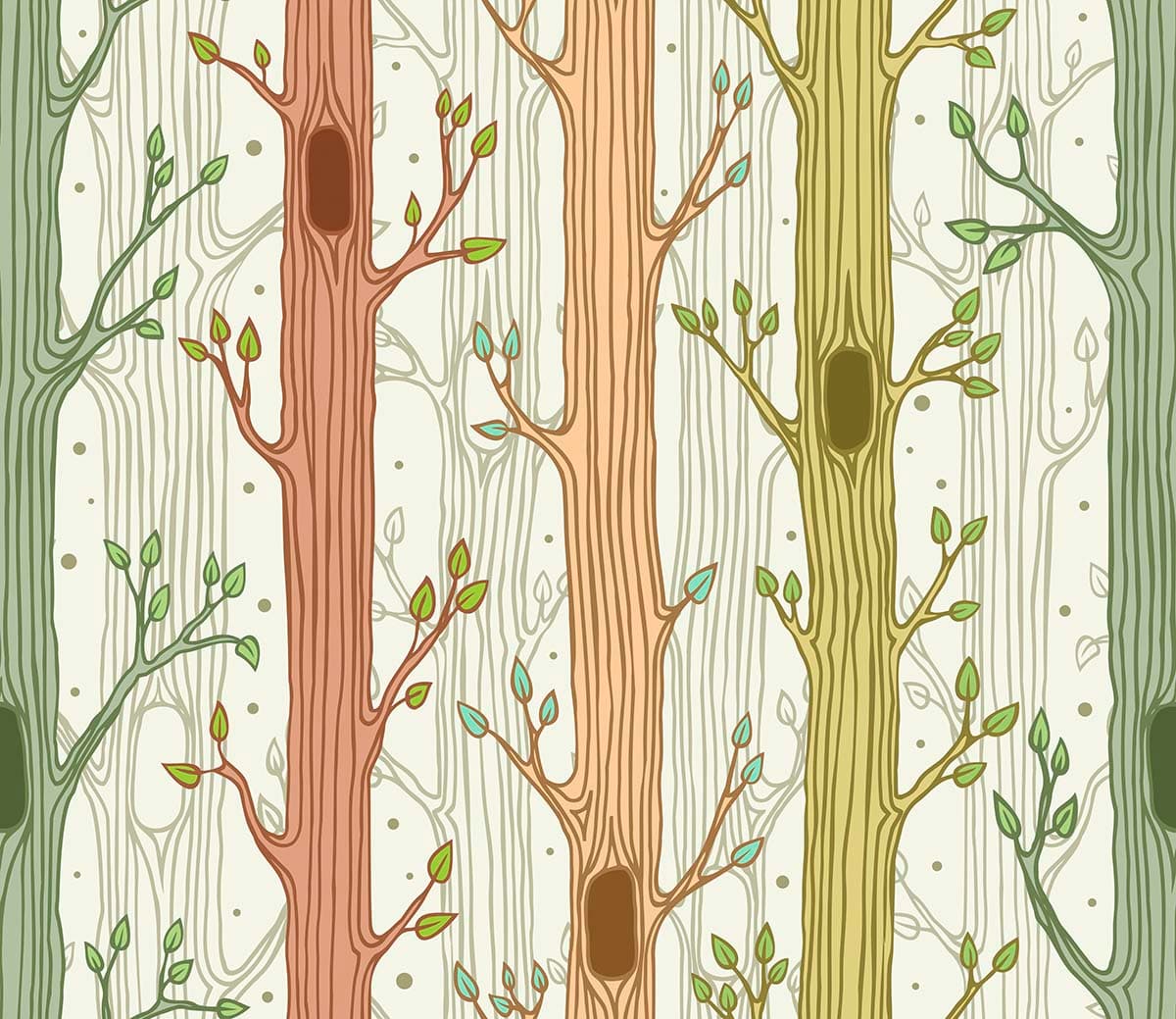 Nature Inspired Tree Leaves Pattern Wallpaper pattern detail