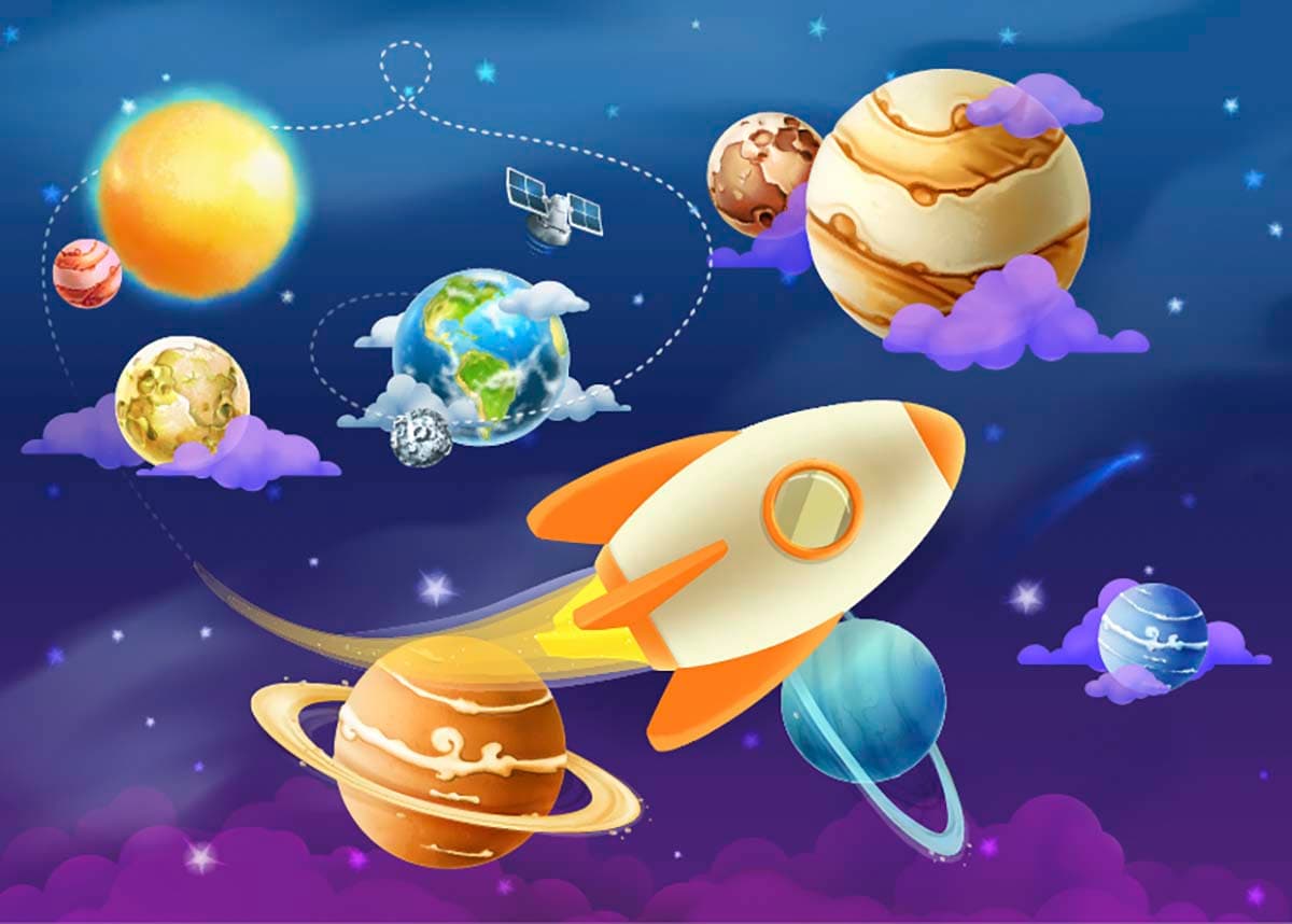 Rocket Adventure Kids Wallpaper pattern detail