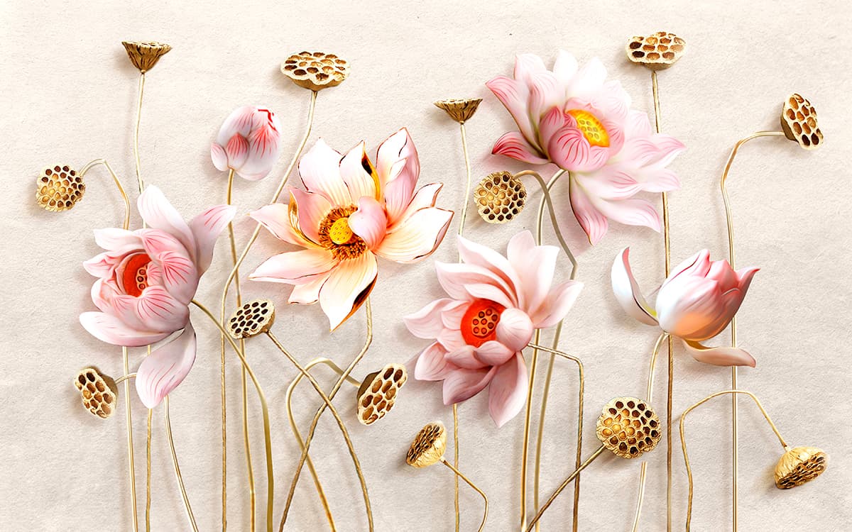 Premium Botanical Close-Up Floral Luxury Wallpaper pattern detail