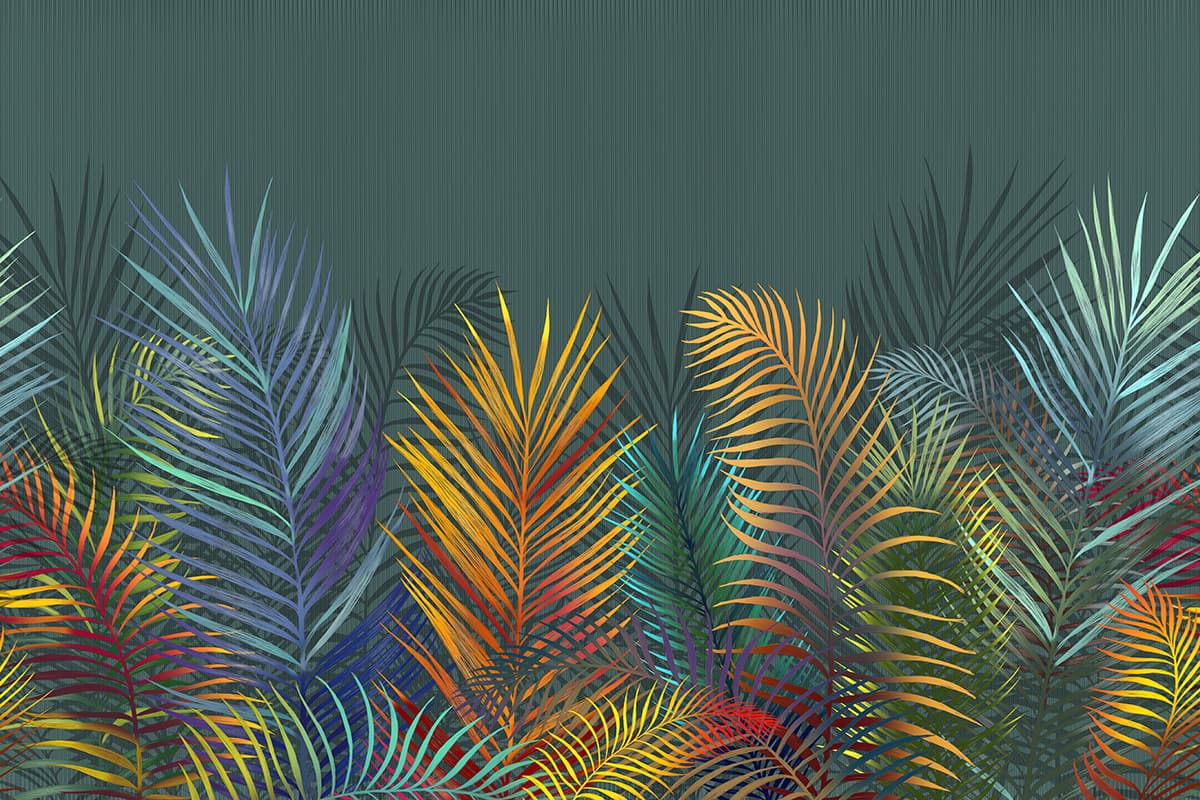 Colorful Leaves Wallpaper for Kitchen pattern detail