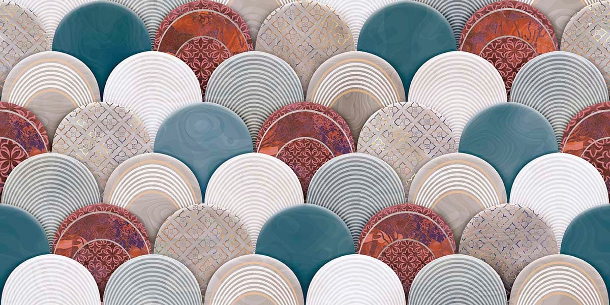 Beautiful Wallpaper of 3D Pattern of Colorful Circles for Living Room pattern detail