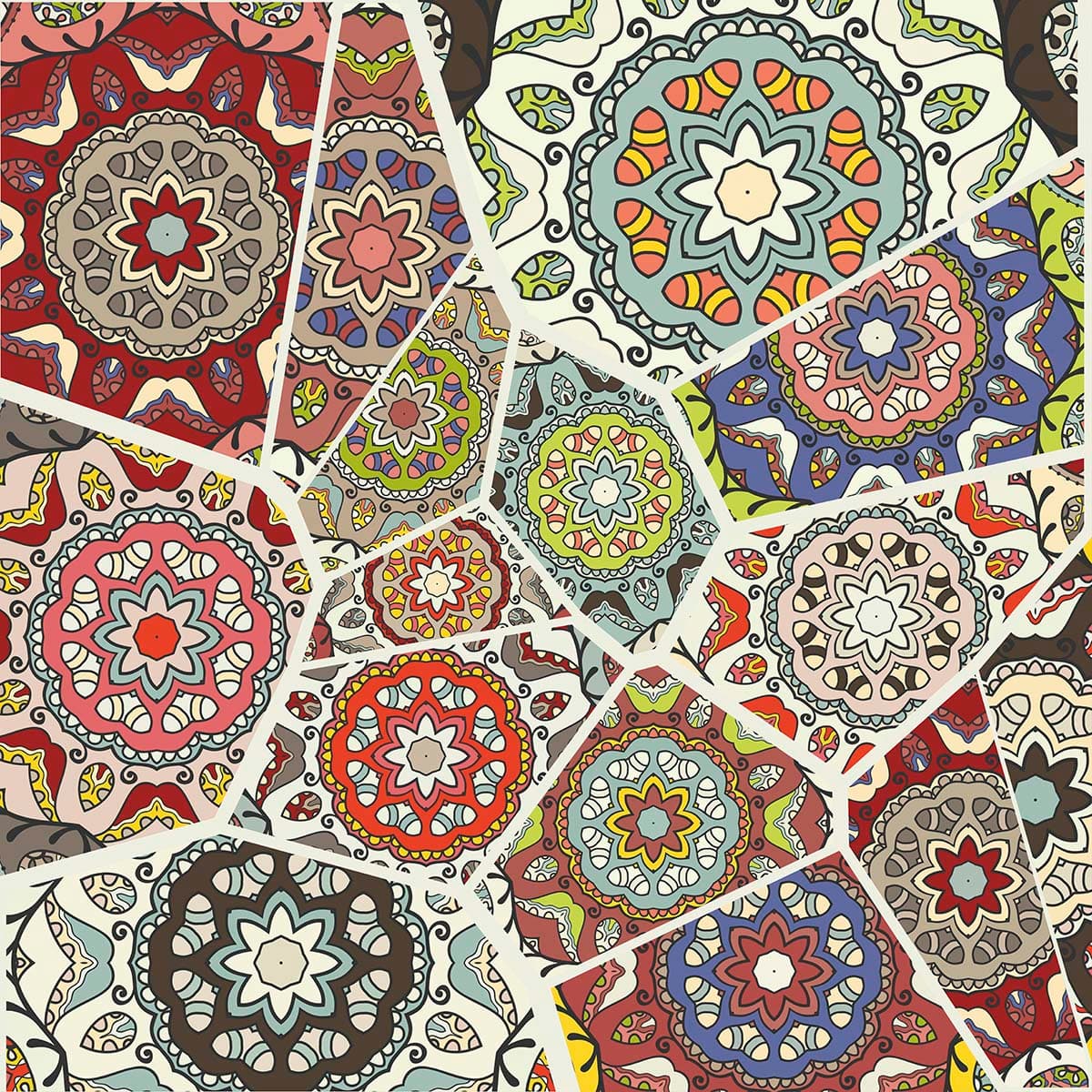 Unique Multi-Color Mandala Pattern Wallpaper pattern detail