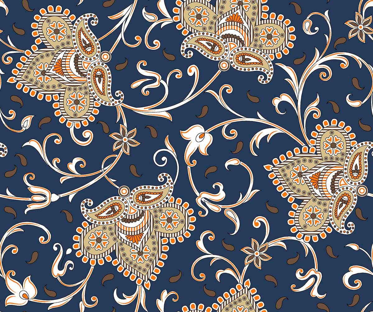 Blue Color Vintage Pattern Wallpaper for Walls pattern detail
