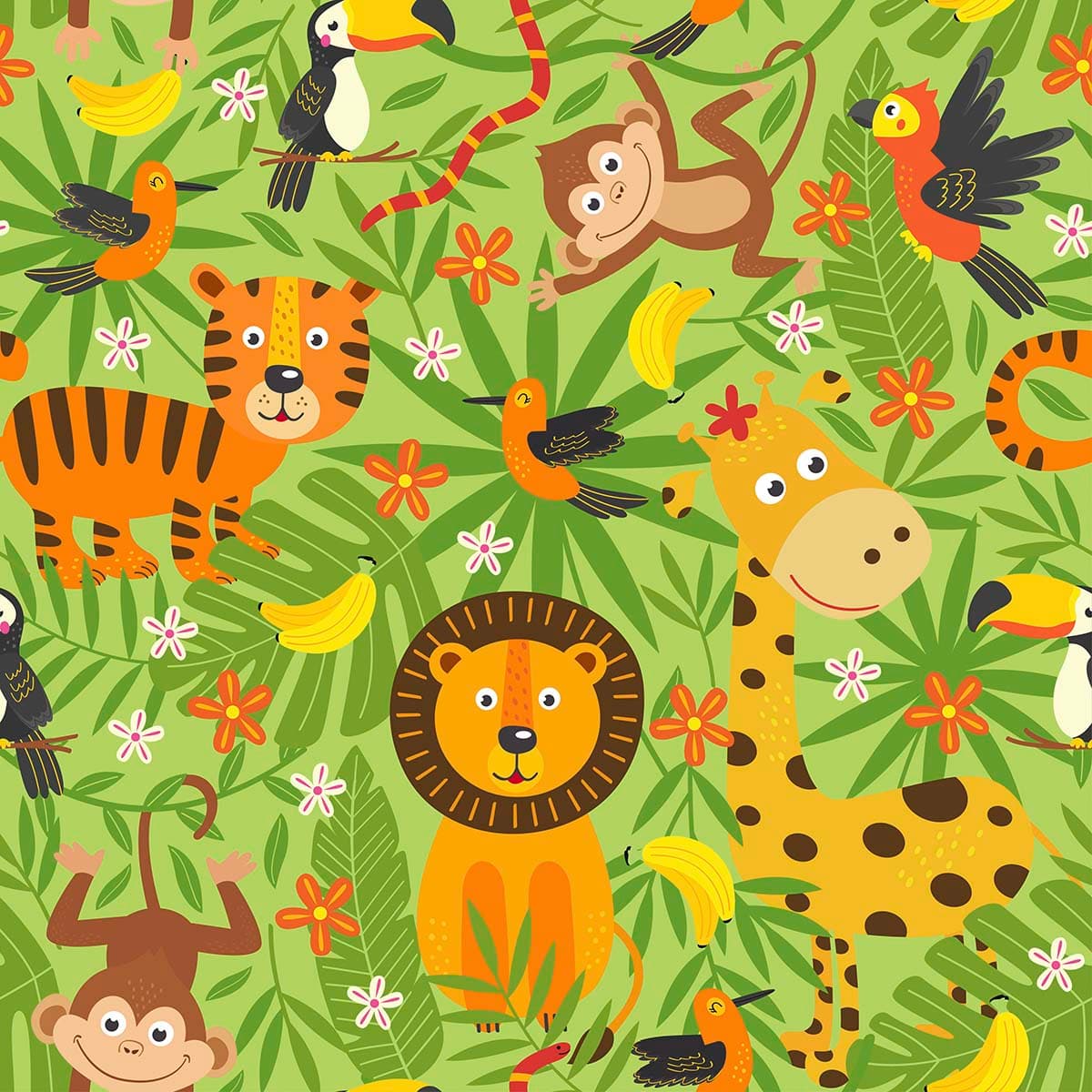 Cute Wallpaper of Animals for Kids Room pattern detail
