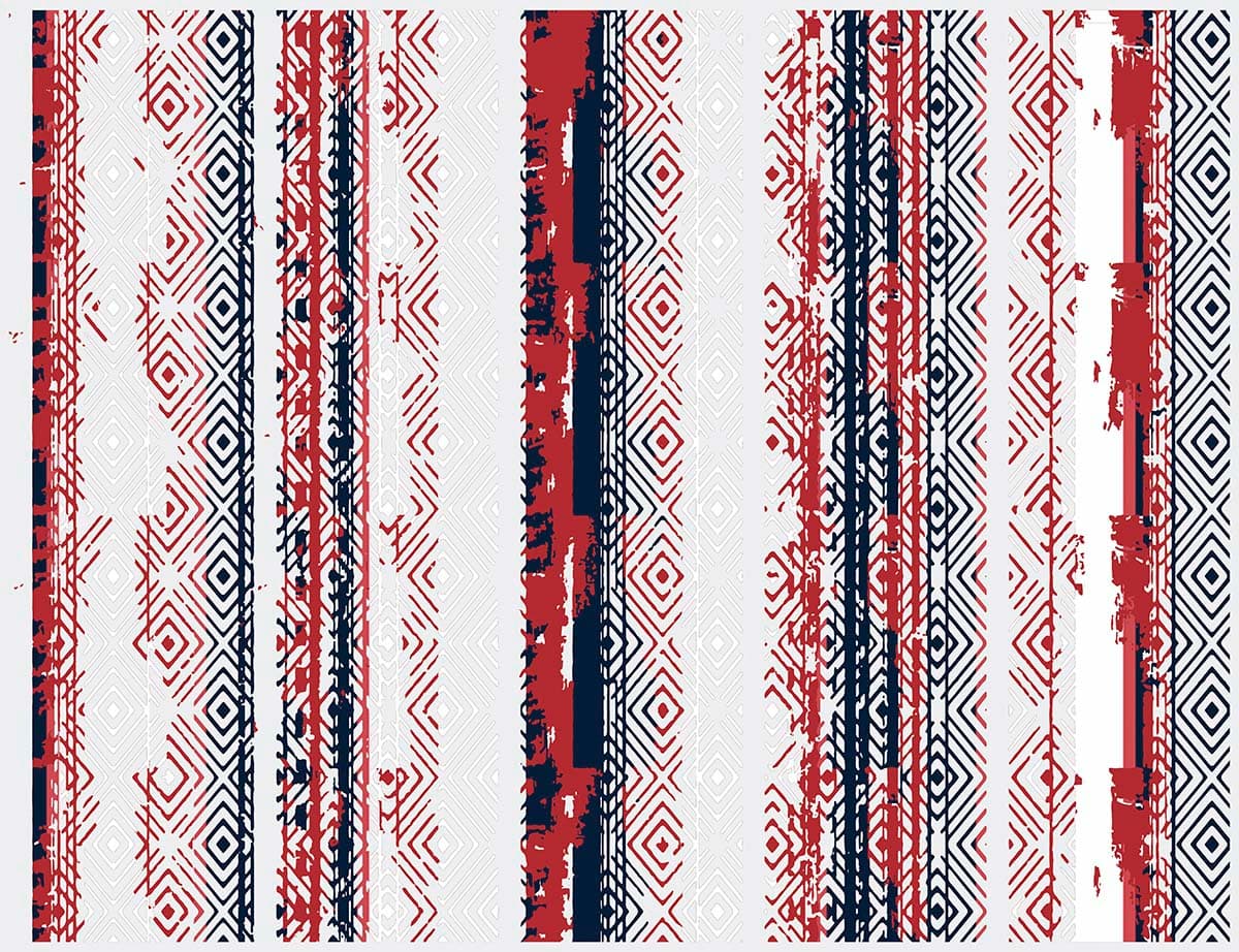 A red white and blue striped fabric pattern detail