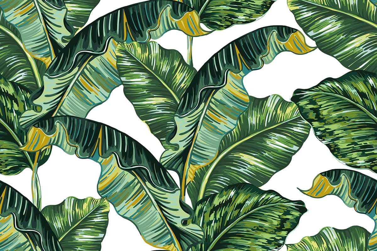 Green Leaves Pattern Fresh Botanical Nature Wallpaper pattern detail