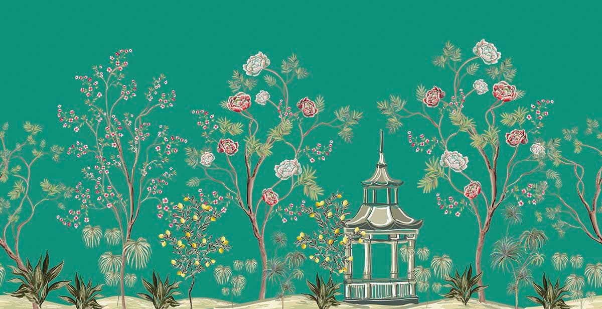 Upvanika, Royal Floral Garden Wallpaper Mural pattern detail