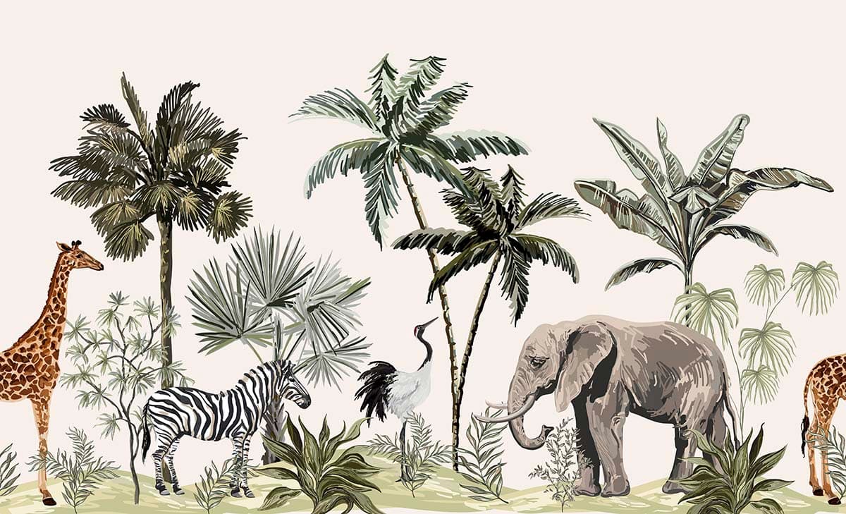 Wallpaper for House Wall, Jungle Art pattern detail