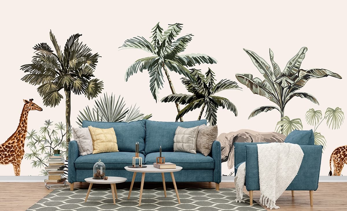 Wallpaper for House Wall, Jungle Art shown in a room