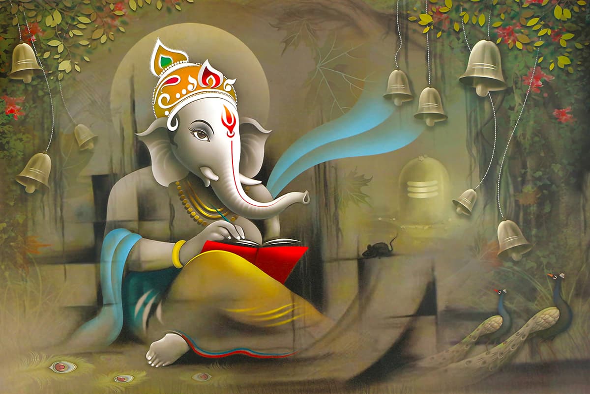 Viggnaharta Lord Ganesha Wallpaper Mural pattern detail