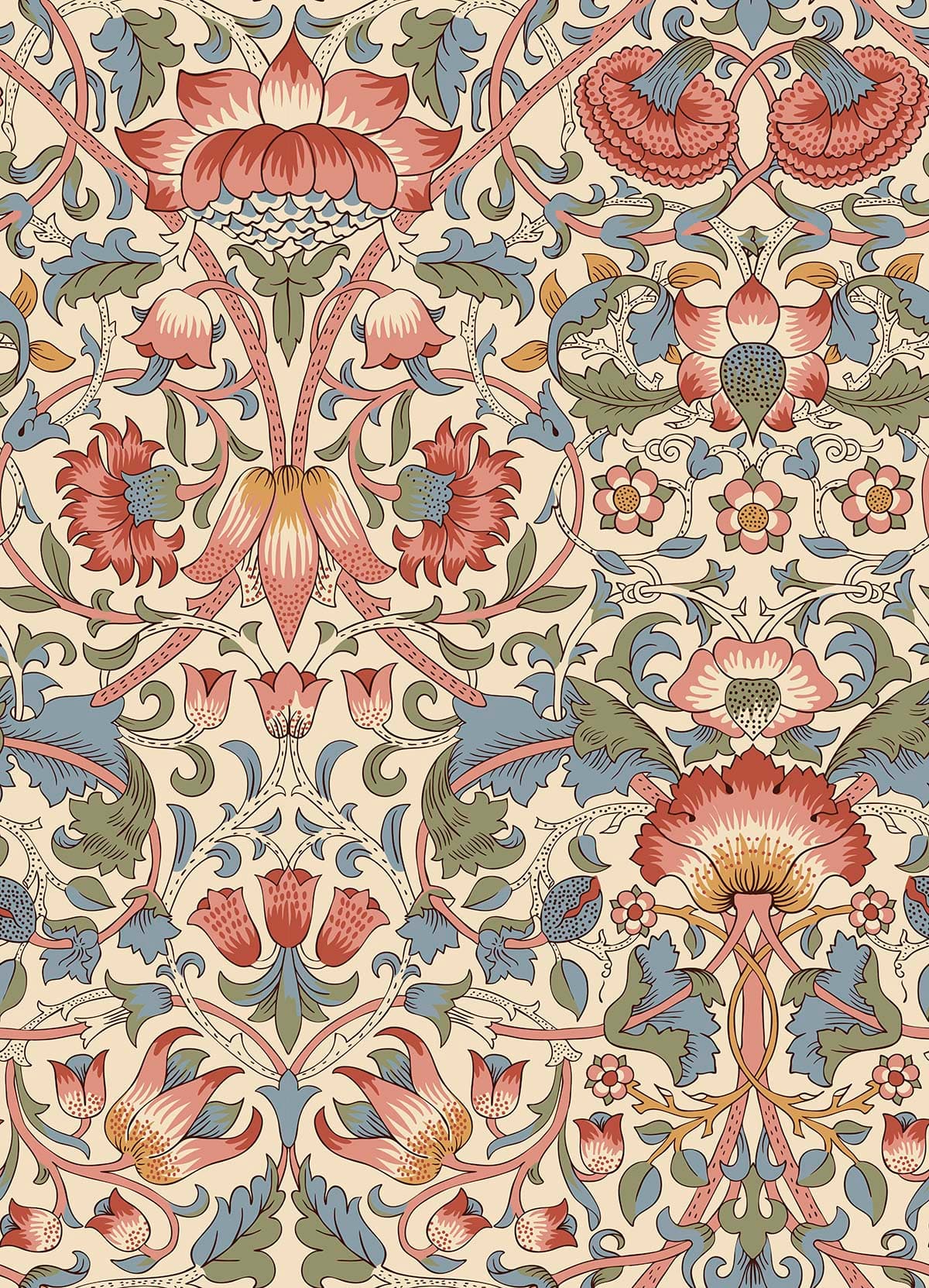 Floral and Leaf Pattern Elegant Design Wallpaper pattern detail