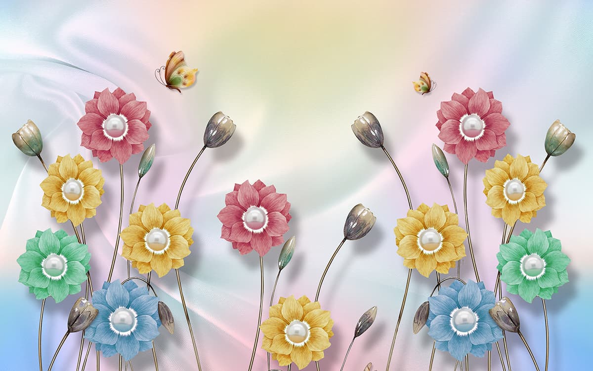 3D Decorative Flower Wallpaper for Living Room pattern detail