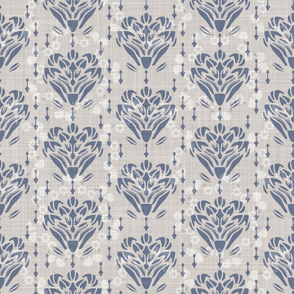 Blue White Floral Pattern for Elegant Home Walls Wallpaper pattern detail