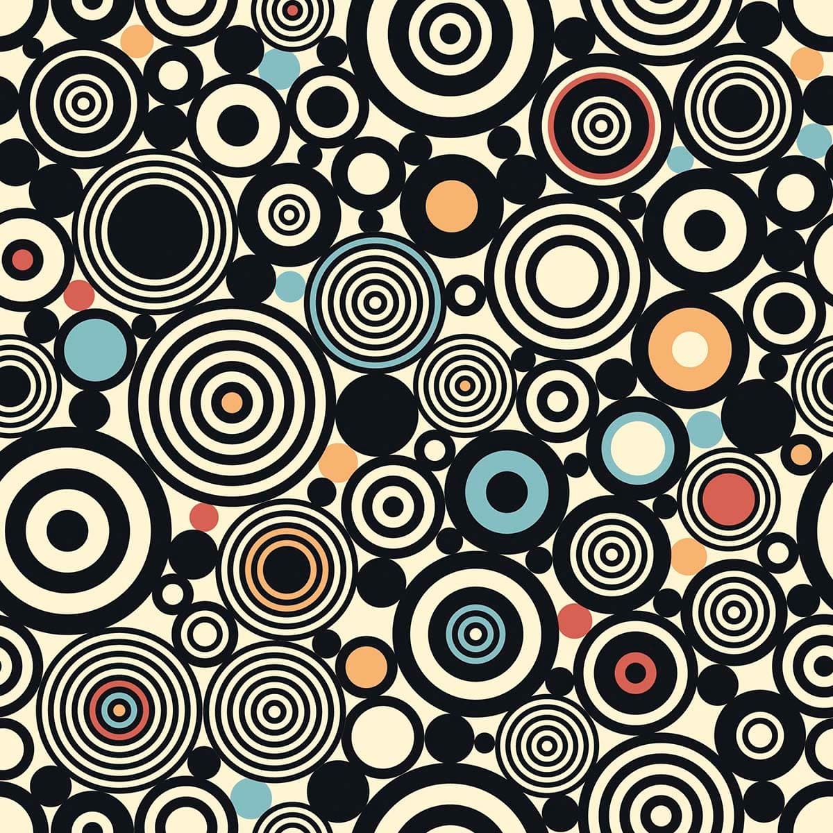 Retro Concentric Circles Design Wallpaper pattern detail