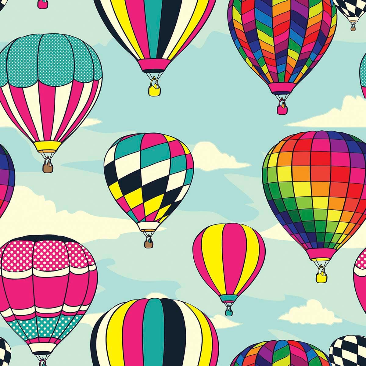 Hot Air Balloon Pattern Kids Room Wallpaper pattern detail
