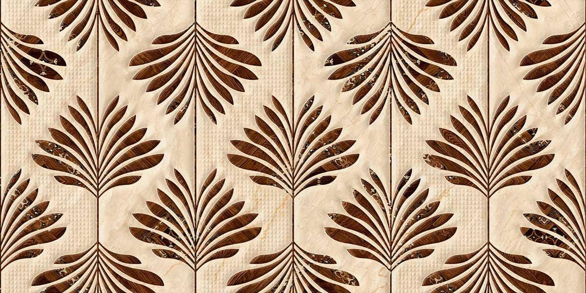 A pattern of leaves on a tile pattern detail