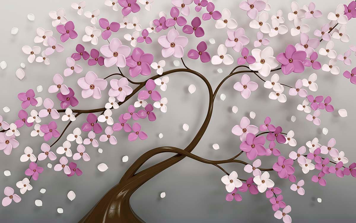 Pink and White Blossom Tree Nature Wallpaper pattern detail
