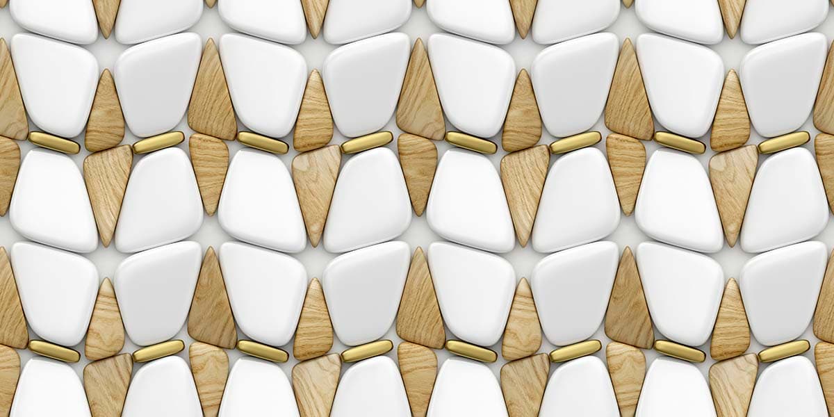A pattern of white and gold triangles pattern detail