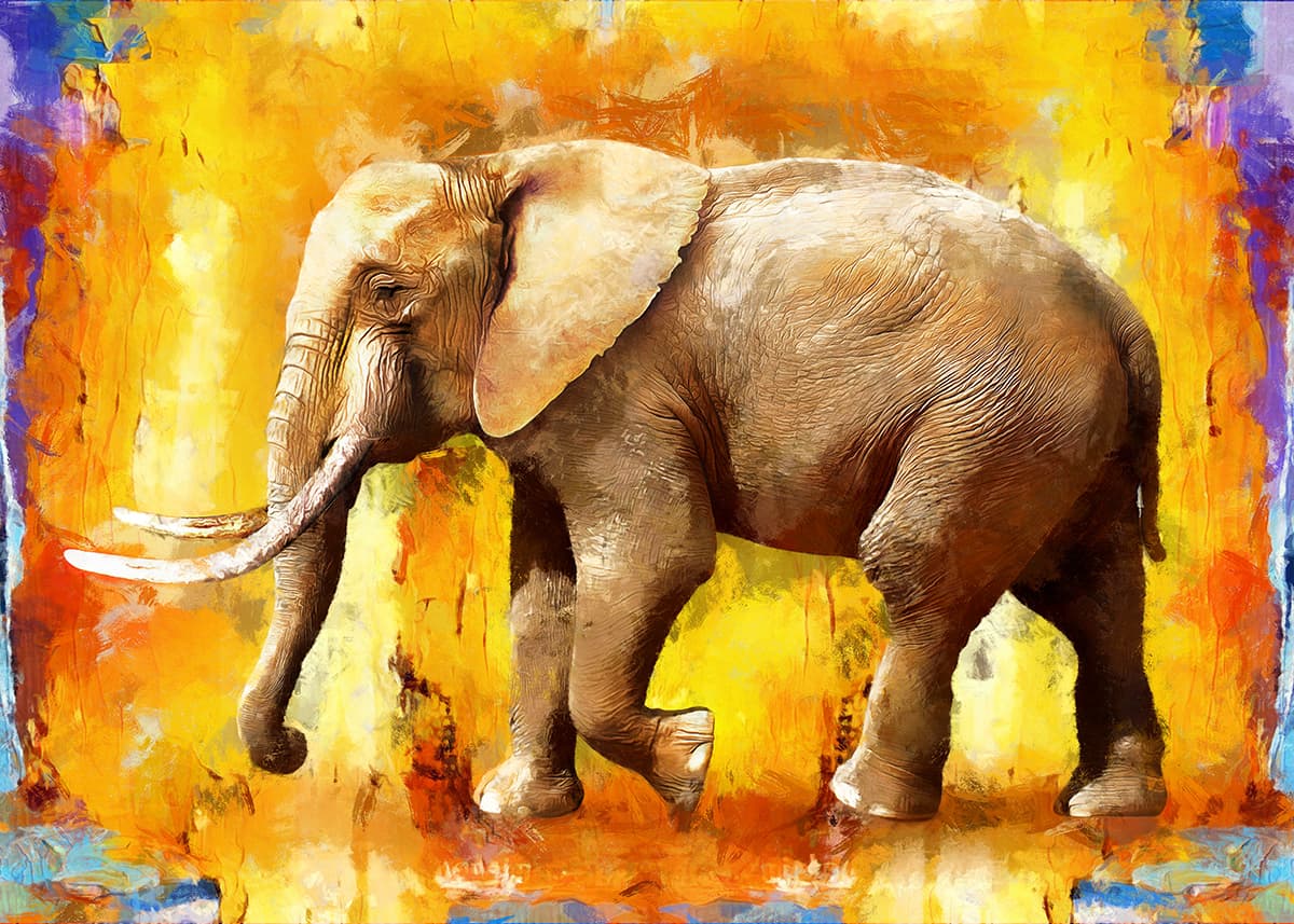 Stylish Elephant Yellow Theme Interior Wallpaper pattern detail