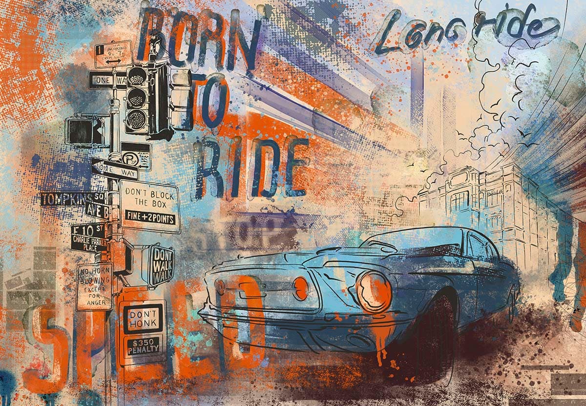 Car Majestic Canvases Living Room Wall Painting Wallpaper pattern detail