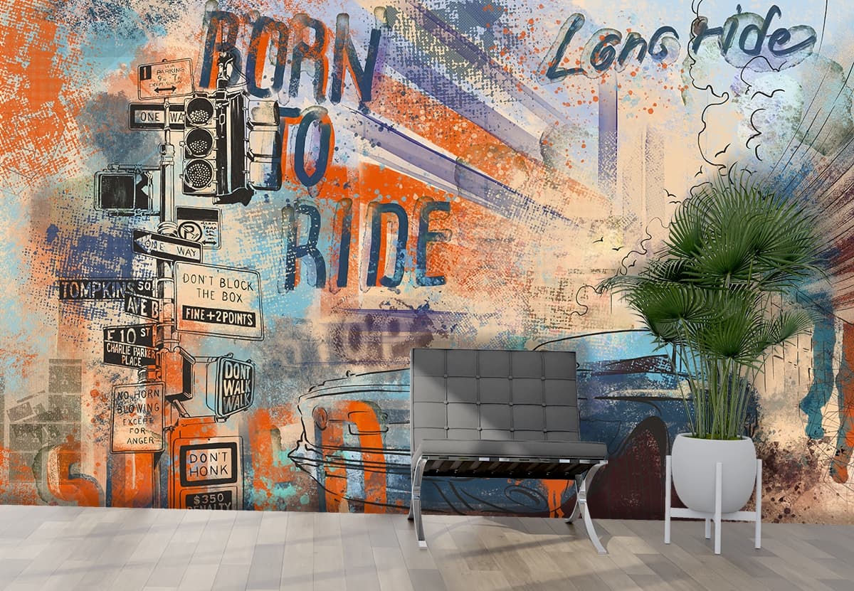 Car Majestic Canvases Living Room Wall Painting Wallpaper shown in a room