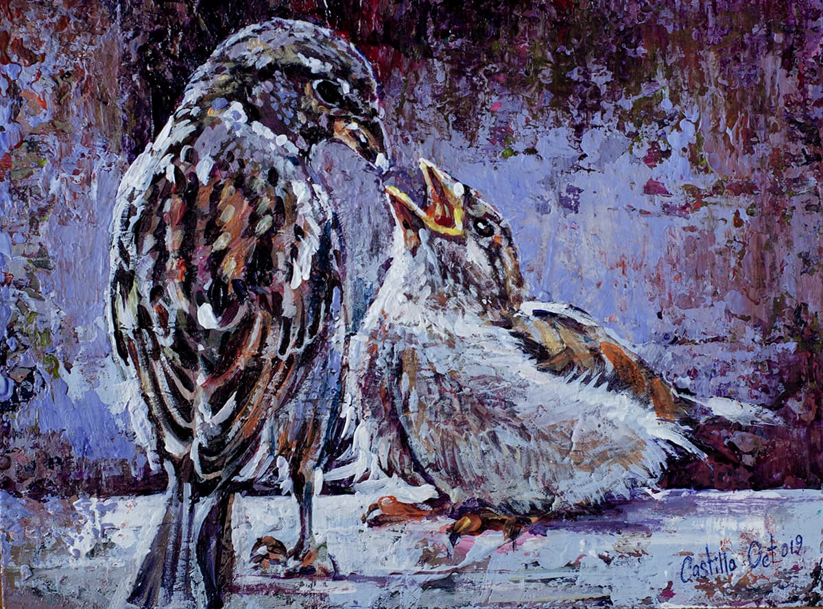 Painting of Birds Noble Tints Living Room Wall Painting Wallpaper pattern detail