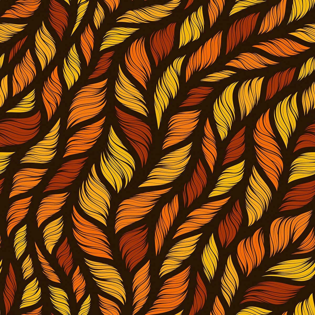 Elegant Orange and Yellow Leaf Pattern Wallpaper for Nature-Inspired Walls pattern detail