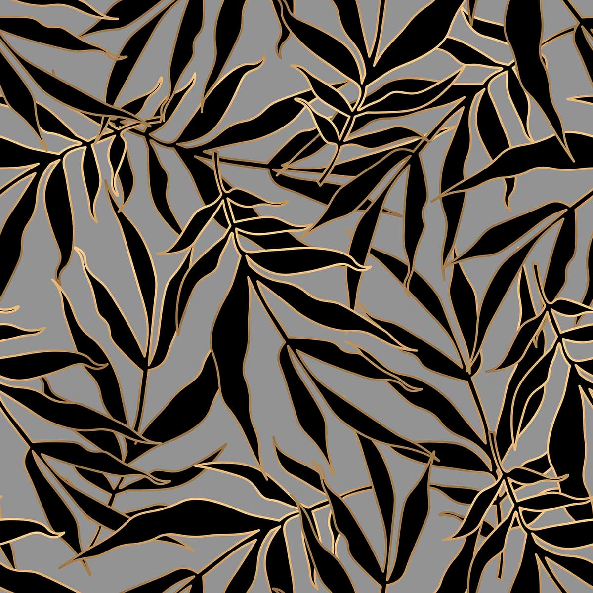 Black and Grey Leaves Wallpaper pattern detail