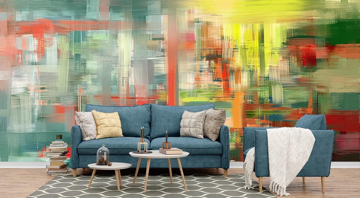 Graceful Brushwork Living Room Wall Painting Wallpaper shown in a room